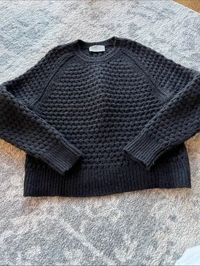 Everlane Black Honeycomb Knit Crewneck Sweater